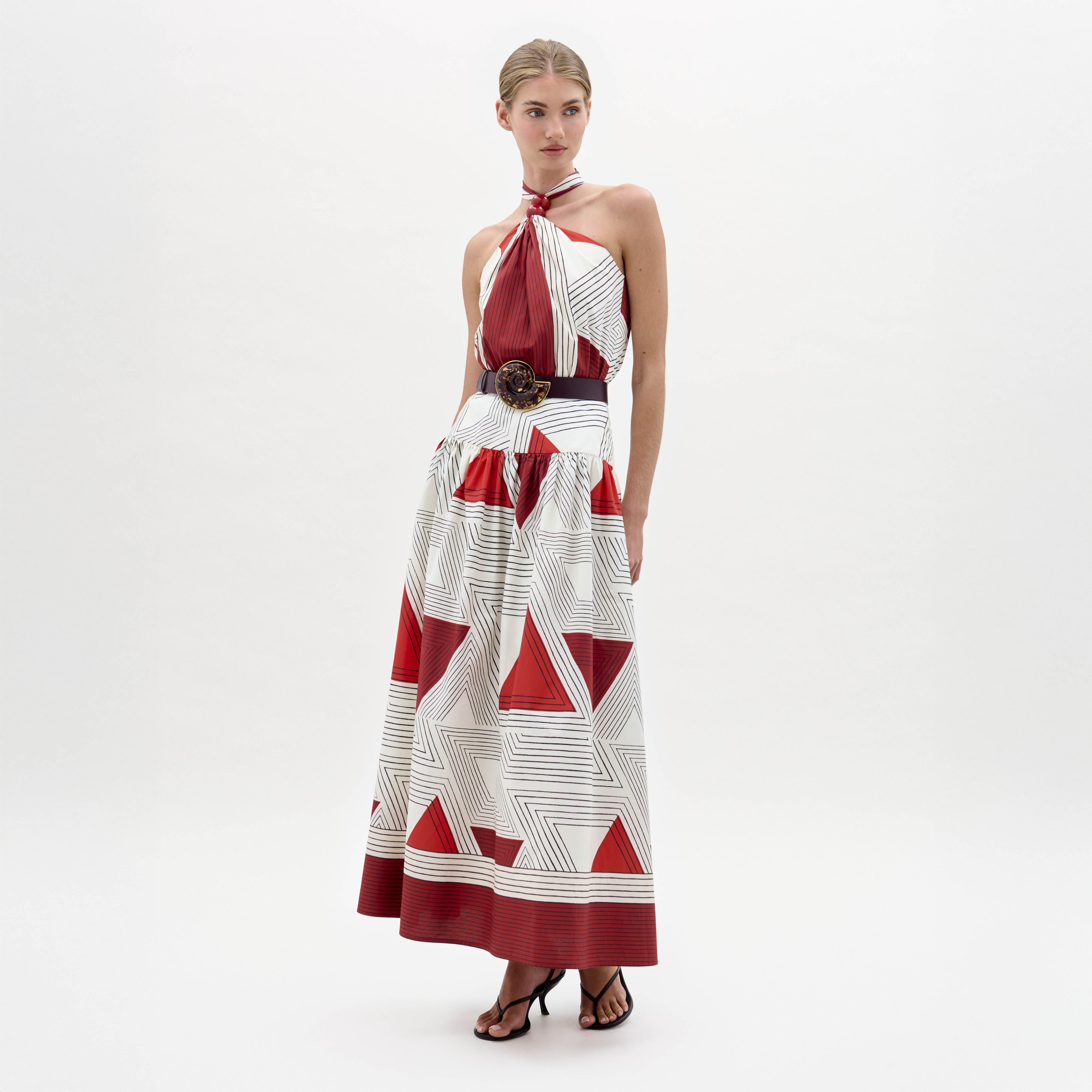 red geometric dress SCALA -61321 Sweetheart Sequin Sheath Dress 18 / PETAL MULTI