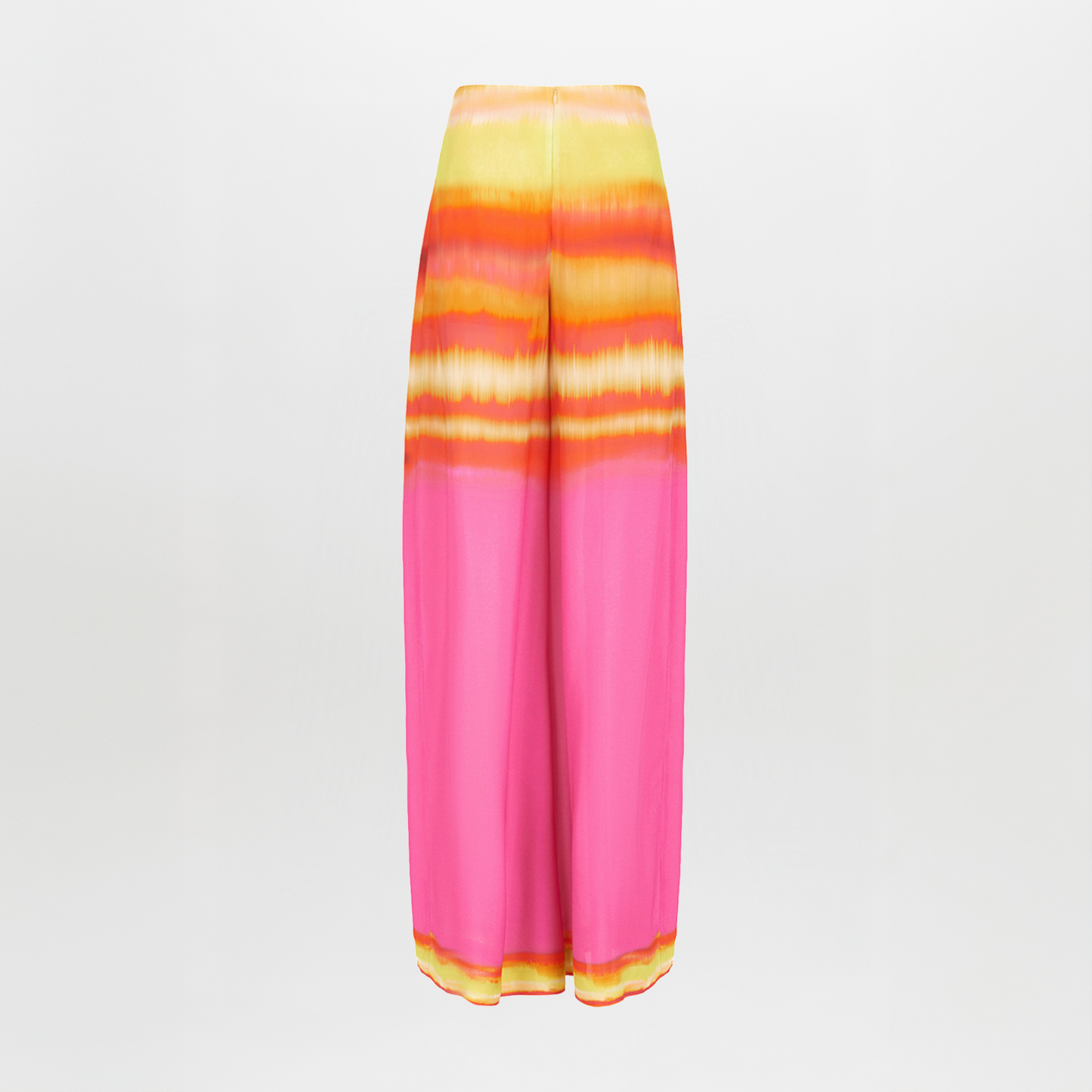 Wide-leg Benedetto Pant Fuschia Lime Stripes, isolated on a white background.