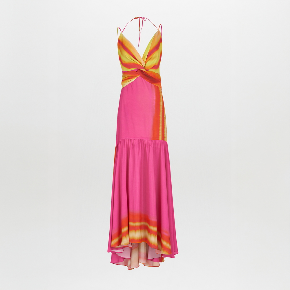 Eva Dress Fuschia Lime Stripes