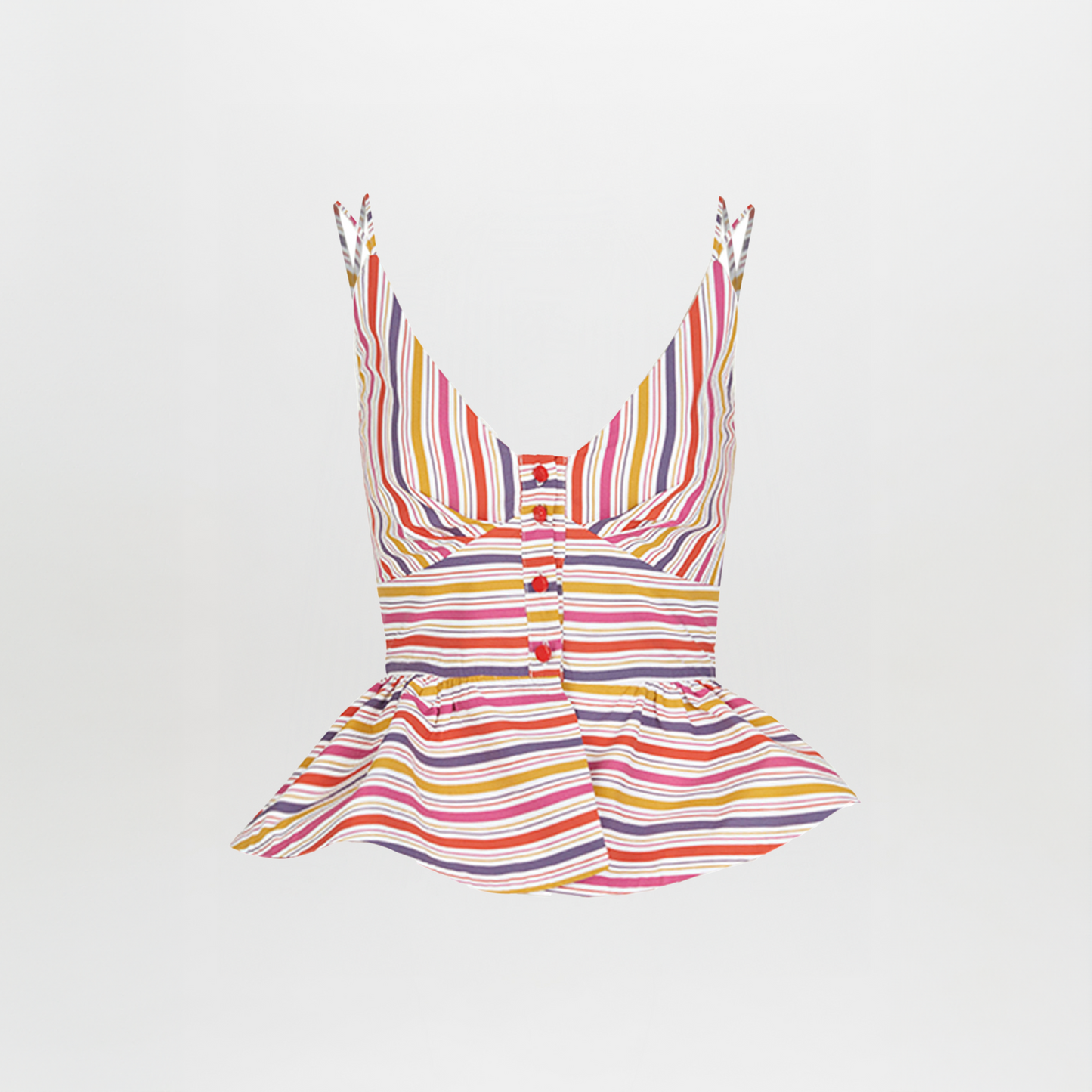 Fiorella Top Golden Magenta Stripes with buttons.