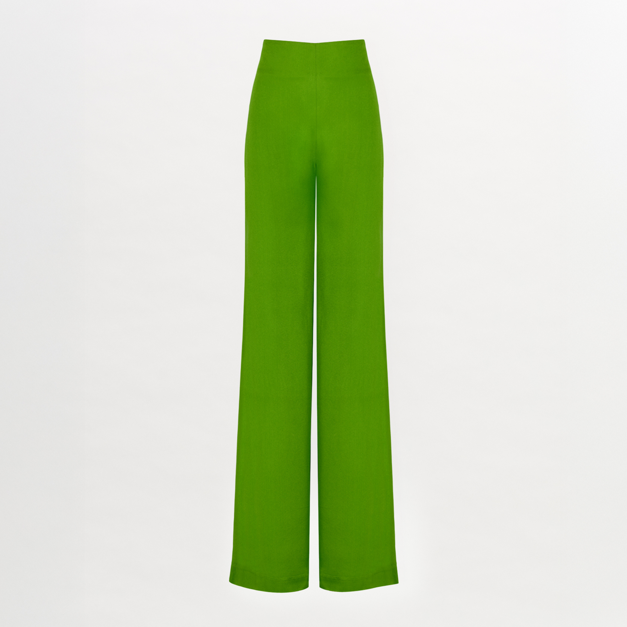 A woman's versatile high-rise Grotte Pant Lime wide leg pants on a white background.