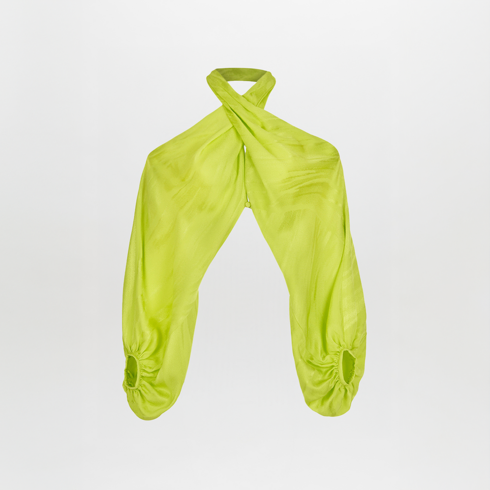 A Juno Blouse Verde Lime on a white background.