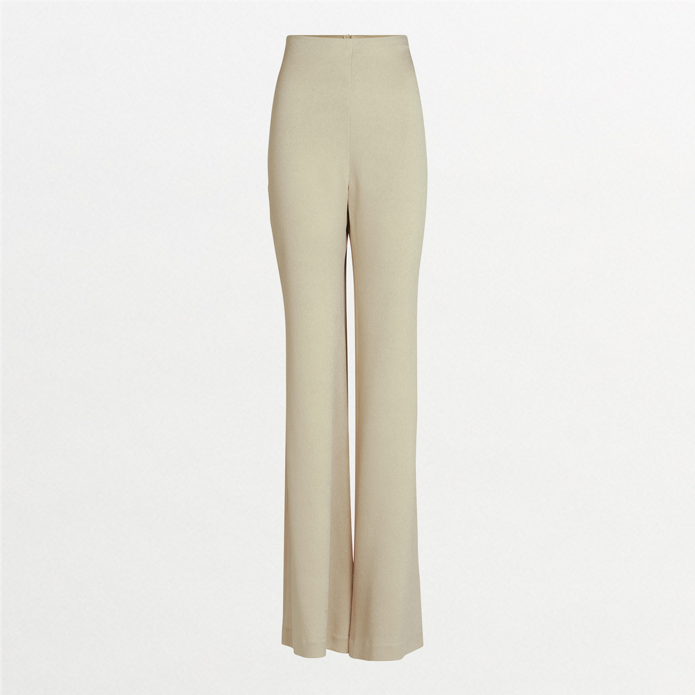 The Palermo Pant: high-waisted, straight-leg women's trousers in beige, made from luxurious Italian fabric and shown on a plain white background.