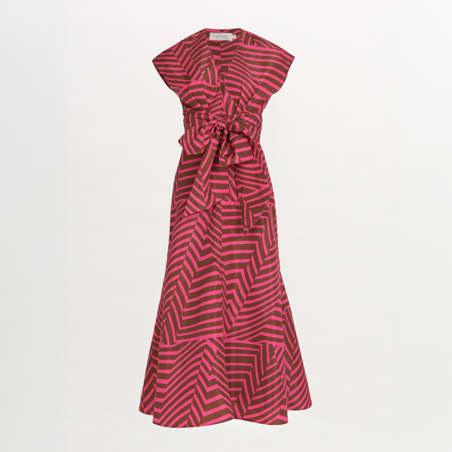 A feminine Toledo Dress Fuchsia Cacao with a bow, perfect for any occasion.