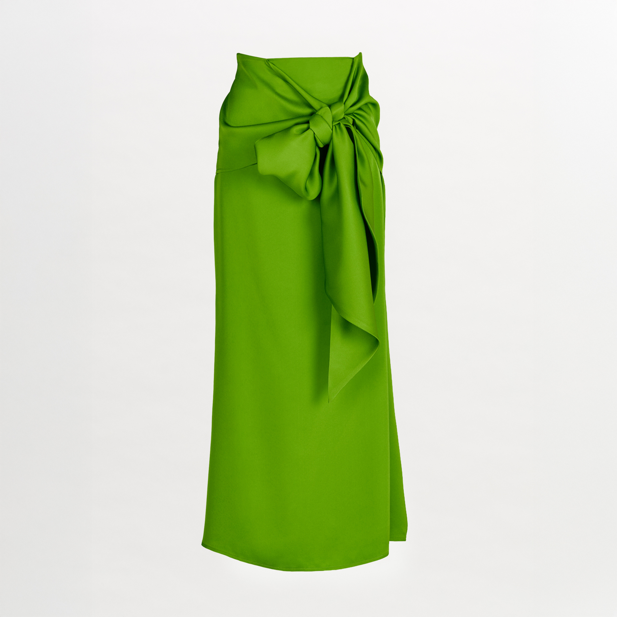 A Trento Skirt Lime with a bow, midi-length.