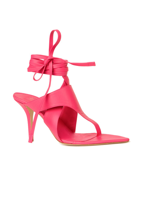 A Domenico Heels Fucsia with wraparound ankle straps, displayed against a white background.