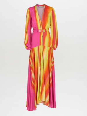 Silvia Tcherassi's Nagore Dress Fuschia Lime Stripes