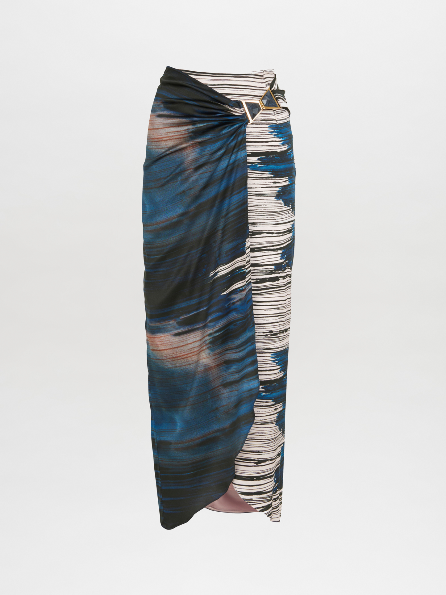 A lightweight Adrianne Skirt Indigo Linear midi skirt with a belt.