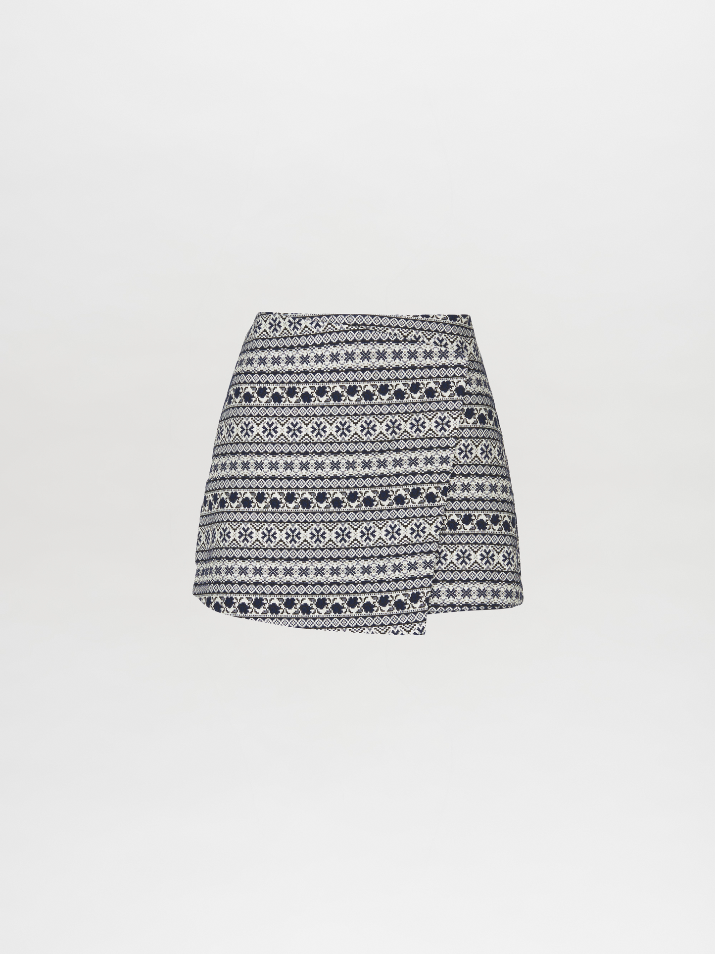 A women's Aime Skort Navy Black with a structured waist shape in jacquard fabric.