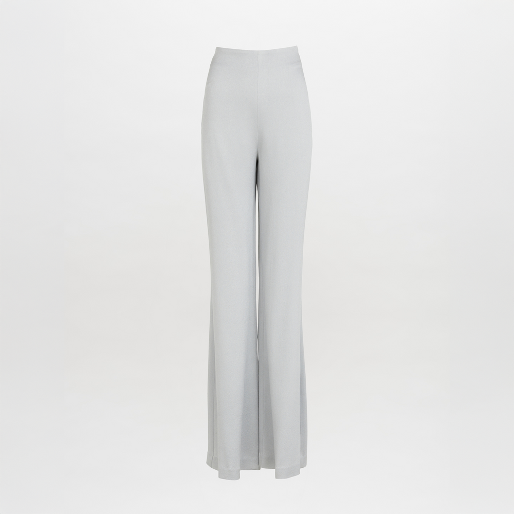 Gray, high-waisted wide-leg Andie Pant Gray with a seamless fit and smooth, minimalist design displayed on a plain white background.