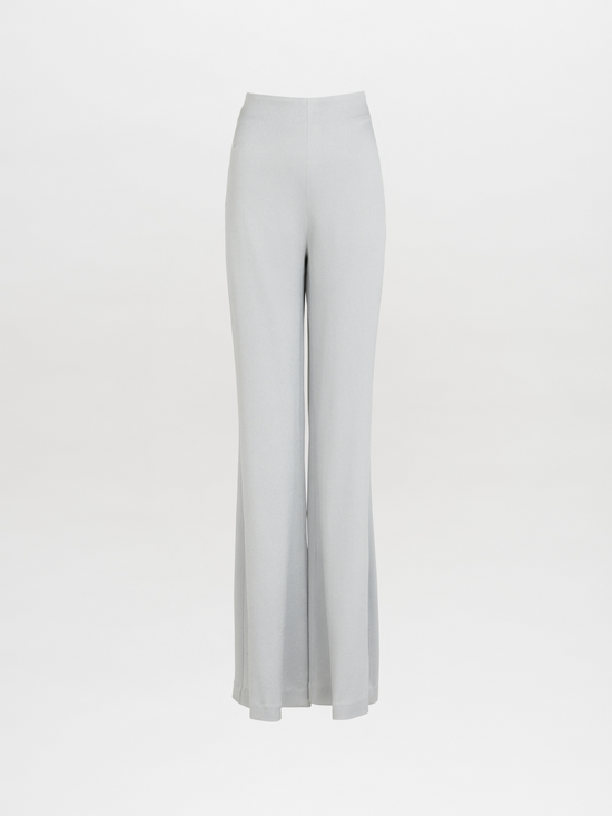 Gray, high-waisted wide-leg Andie Pant Gray with a seamless fit and smooth, minimalist design displayed on a plain white background.