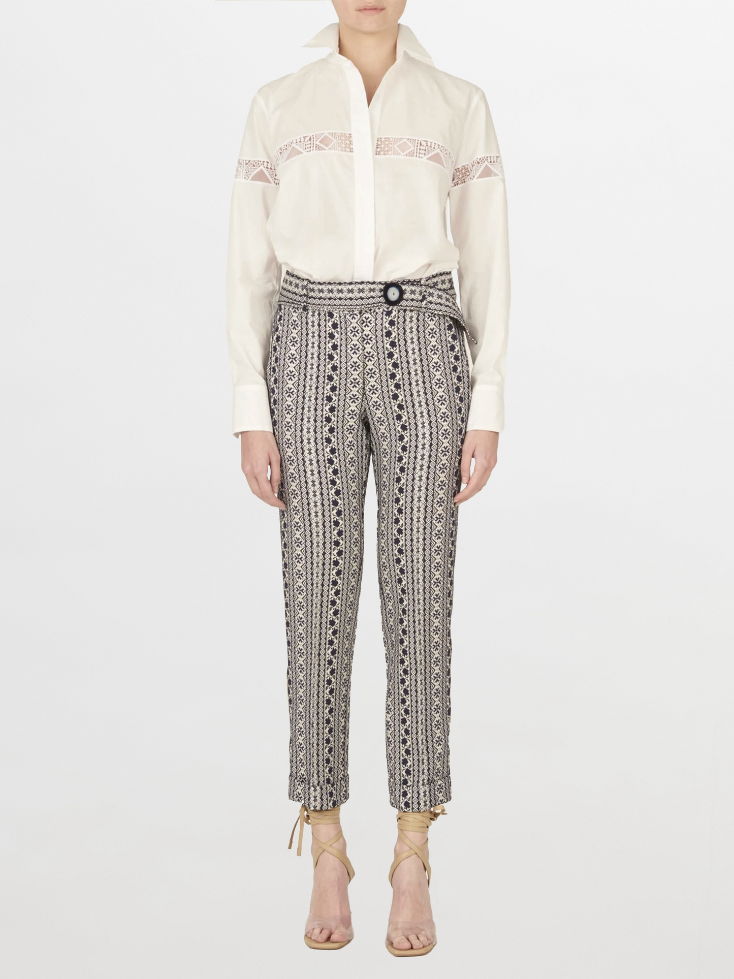 A white Andrea Shirt White with embroidery detail.