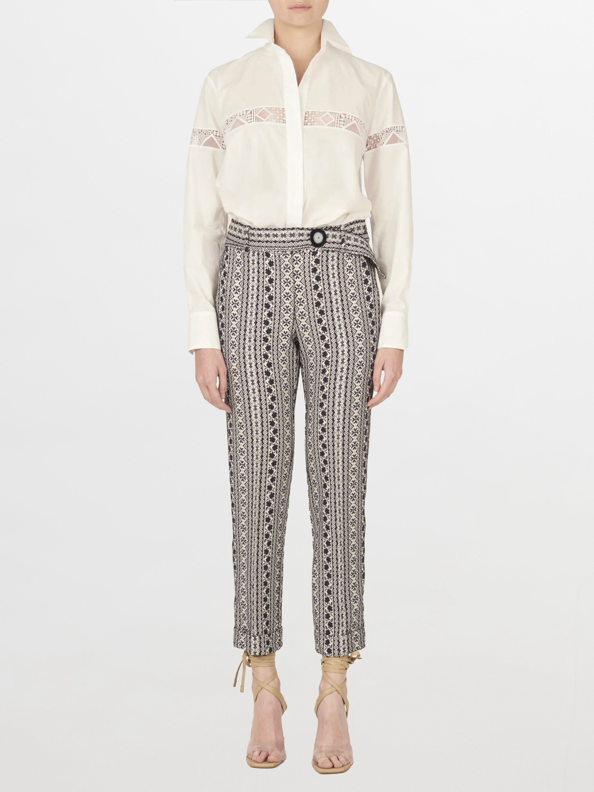 A white Andrea Shirt White with embroidery detail.