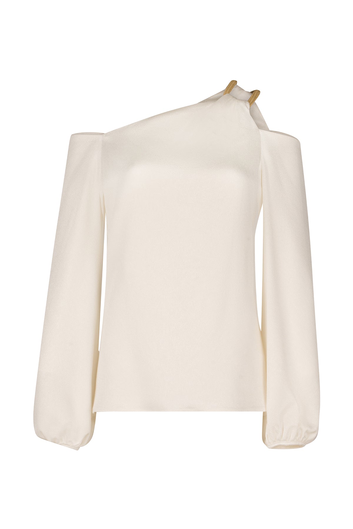 A Barbie Blouse White with gold metallic detailing on the sleeve.