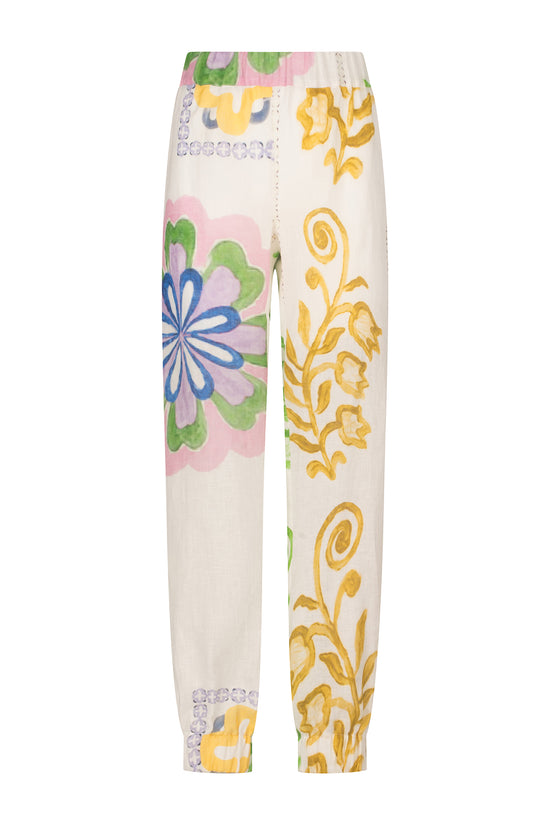 High waist Bela Pant Multicolor Floral Print.