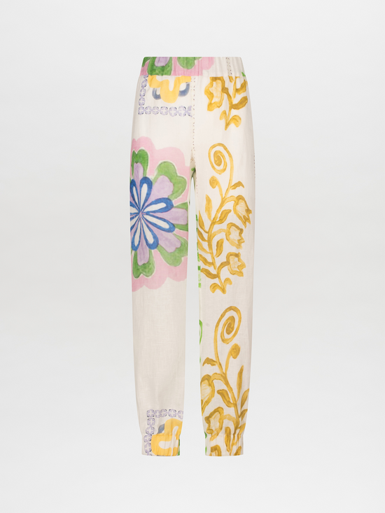 High waist Bela Pant Multicolor Floral Print.