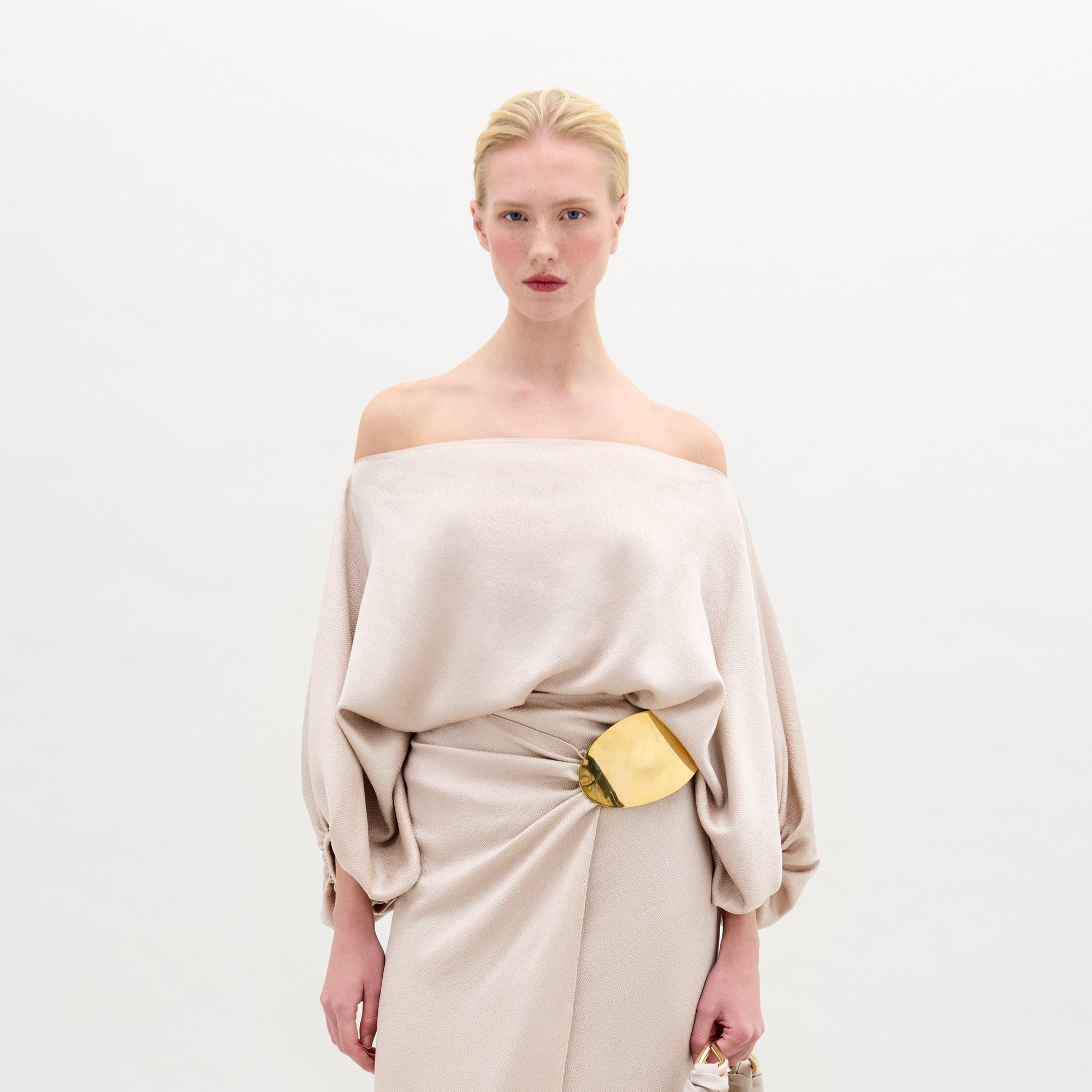 BELLAGIOBLOUSE-BEIGE_ADRIANNESKIRT-BEIGE_FRONT_PRE-FALL2025
