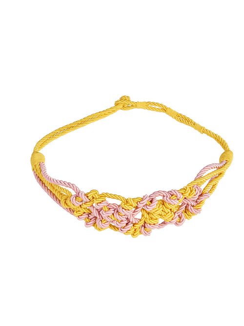 Bresia Belt Yellow Pink with an adjustable knot closure, ready to ship on a white background.