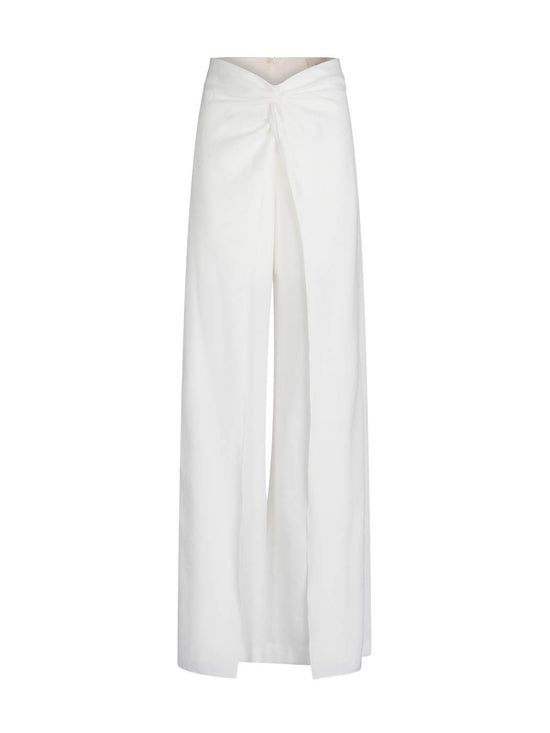 Canturipe Pant White high-waisted formal trousers with twist detailing, displayed against a plain background.