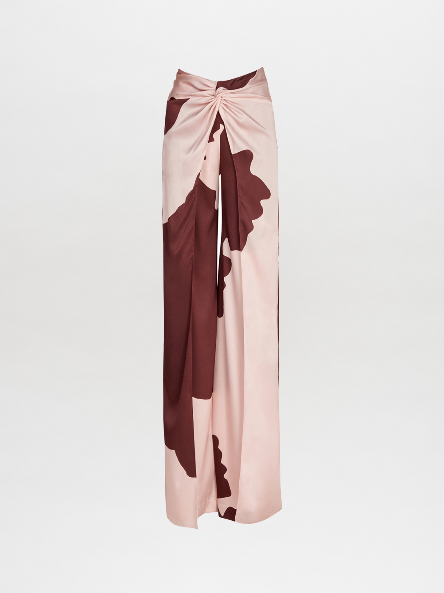 Pink and brown high-waist Canturipe Pant Cacao Floral for women.