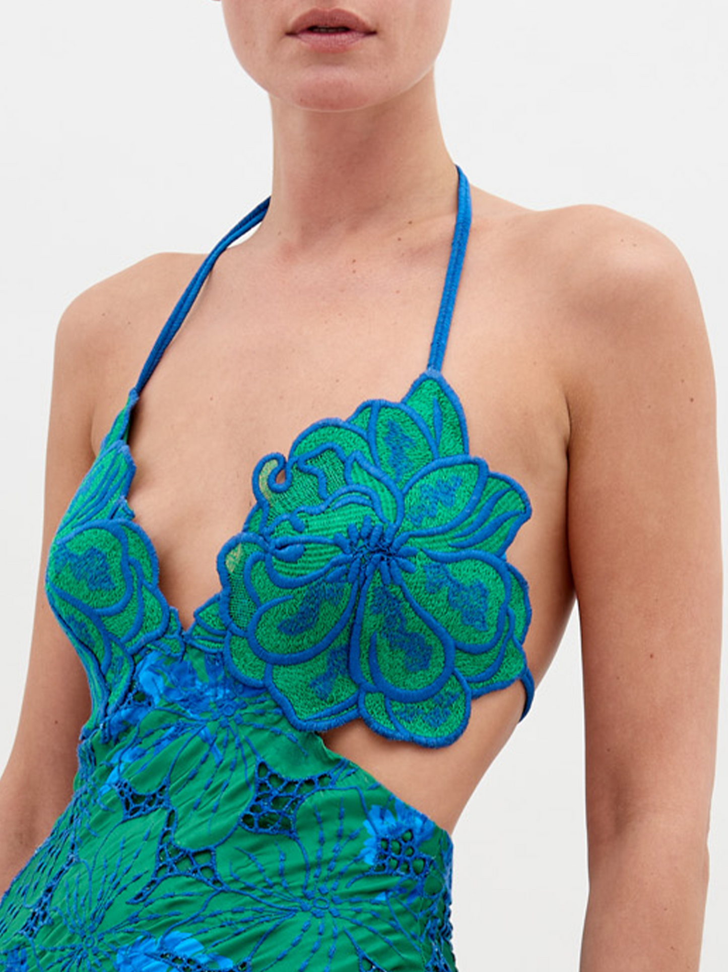 Cara Dress Green Navy Embroidery Cara Dress Green Navy Embroidery