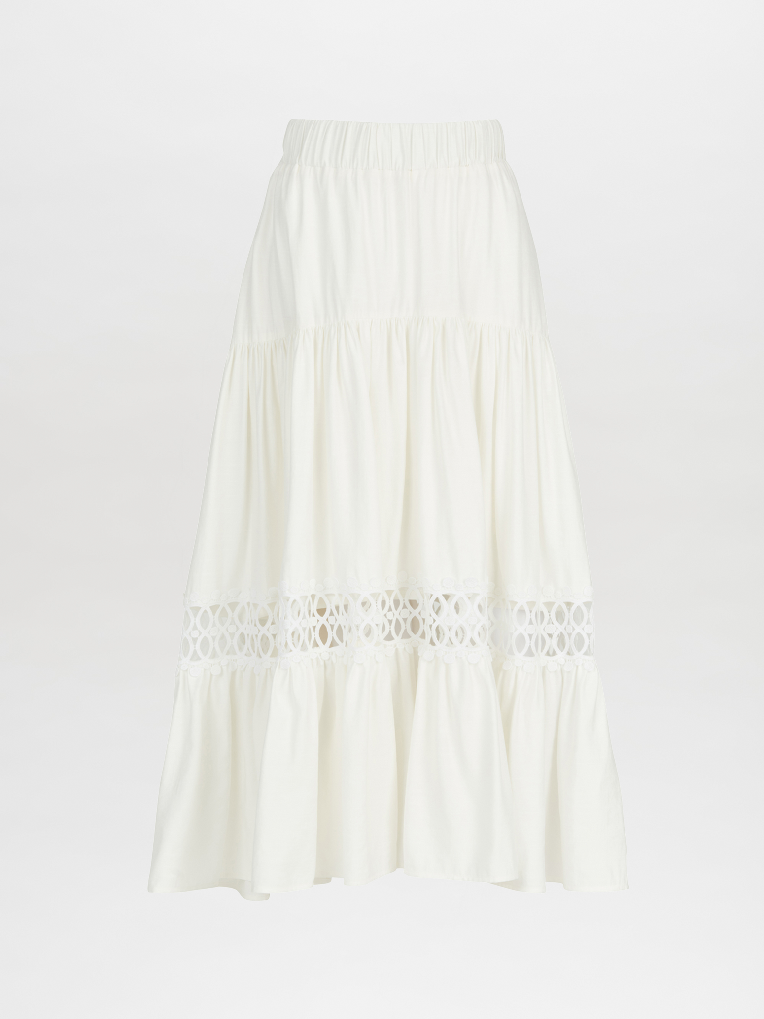 A white Cher Skirt White with lace trim.