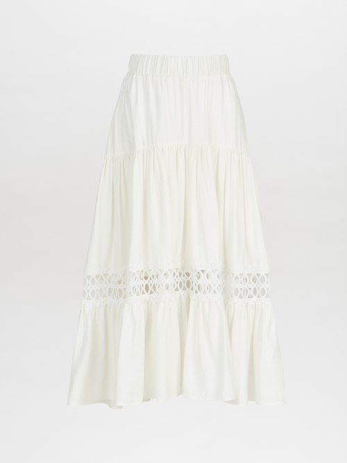 A white Cher Skirt White with lace trim.