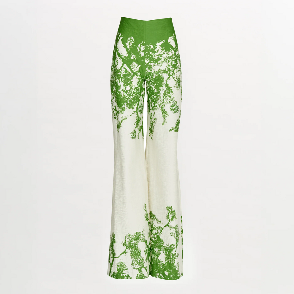 Como Pant Green Cyprus with a flared silhouette.