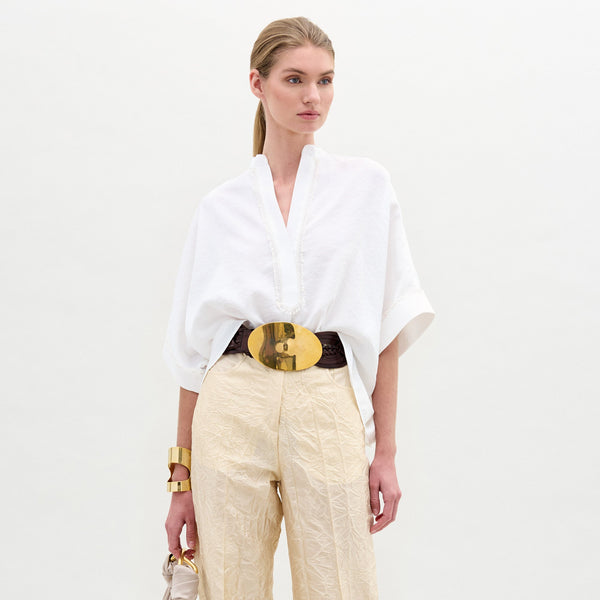 トップス S front belt blouse DAIA_BLOUSE_-_WHITE_Front_PRE-