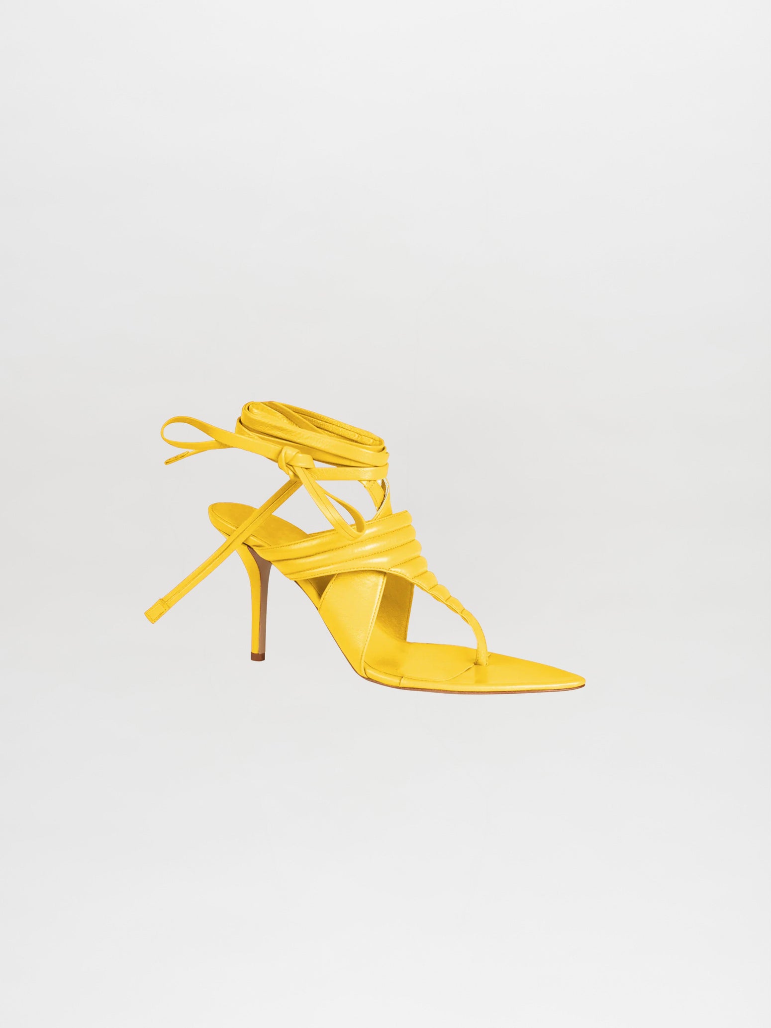 Dalila Heels Limoncello yellow strappy high-heeled sandal on a white background.