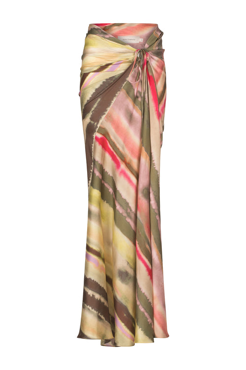 An Ibiza Skirt Artichoke Pink Abstract Stripes for women with a multi-colored design.