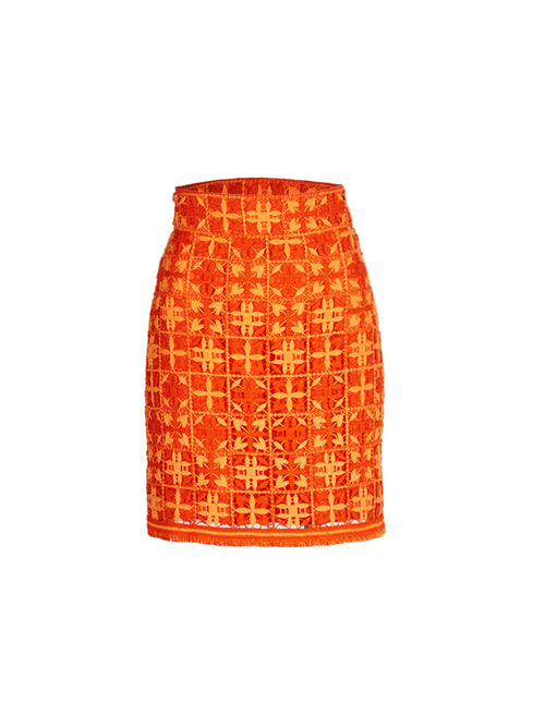 Idalia Skirt Red Orange Crochet