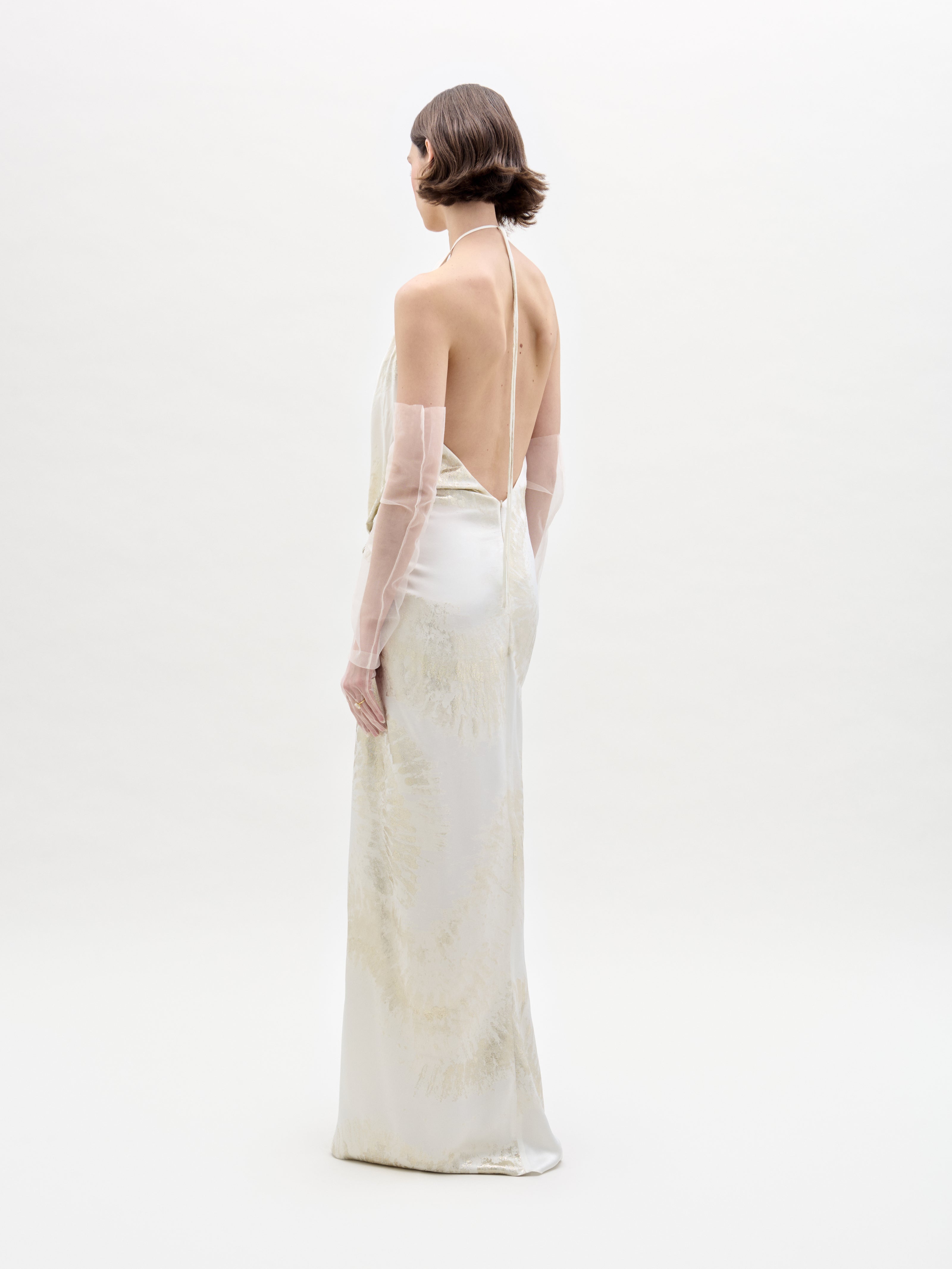silvia tcherassi jazmin gathered satin maxi dress Jazmin Dress & Elegant Metallic Gown Silvia Tcherassi USA