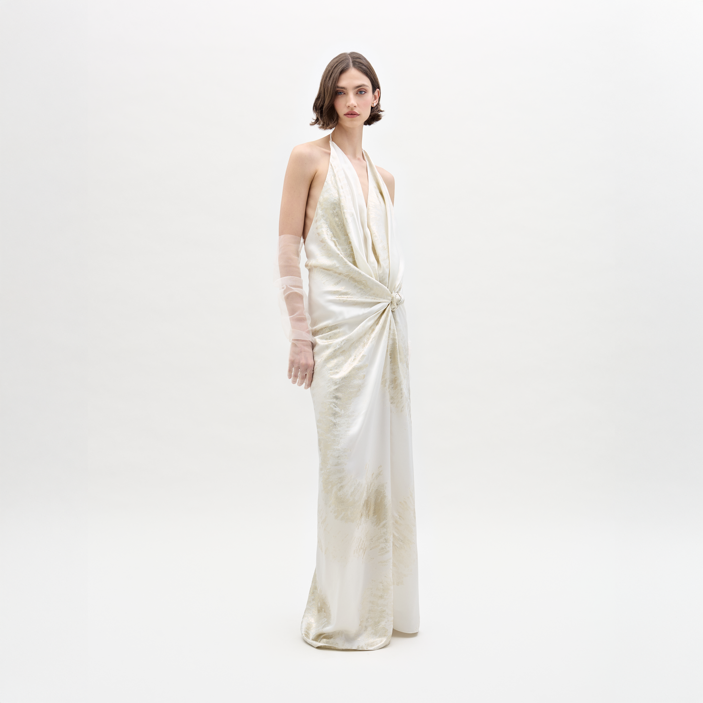 silvia tcherassi jazmin gathered satin maxi dress Silvia Tcherassi Jazmin Abstract Silk-Blend Sleeveless Maxi Dress