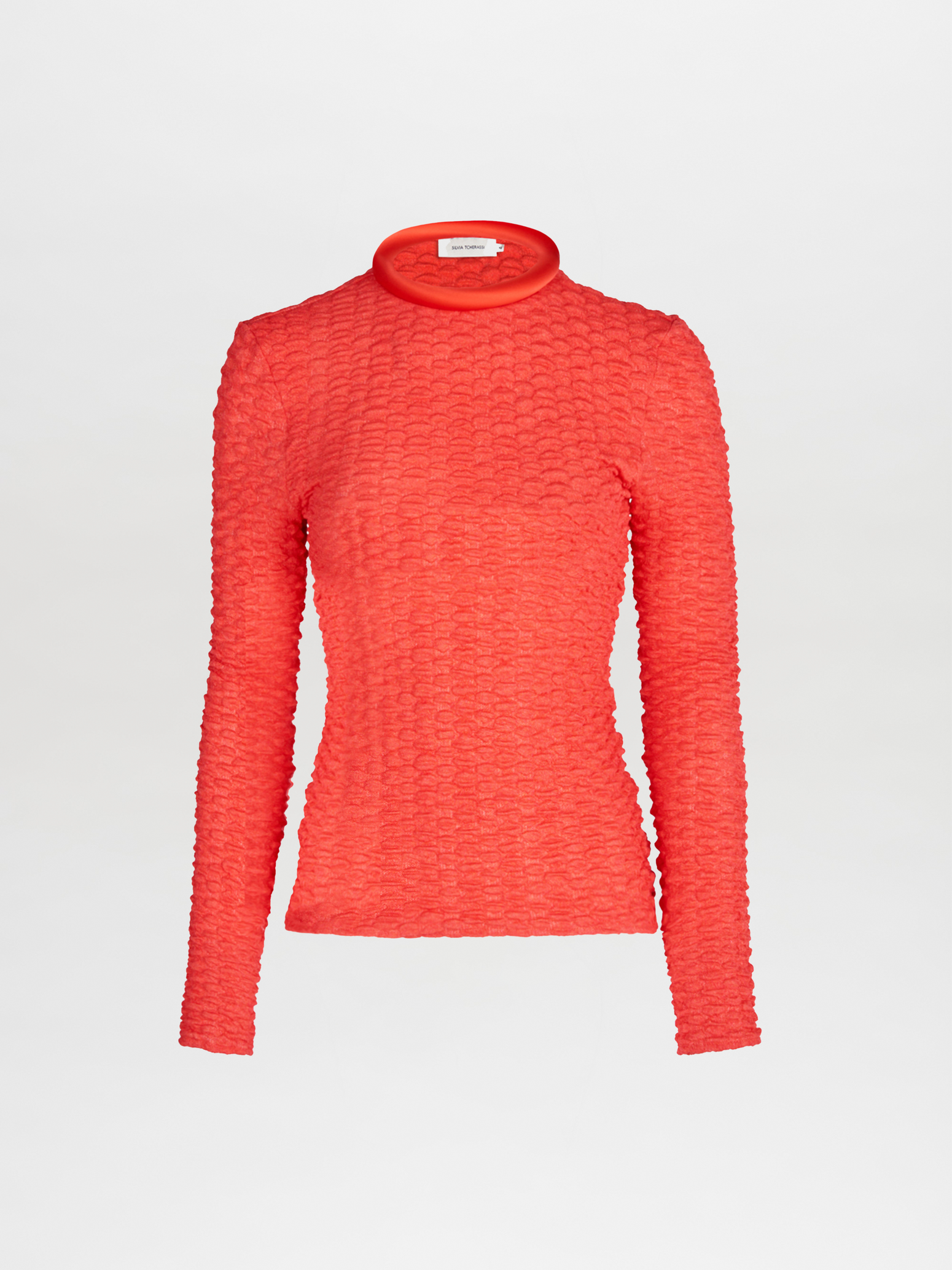 Jari Top Rouge for women with a ruffled neckline, part of the Resort 2024 collection.