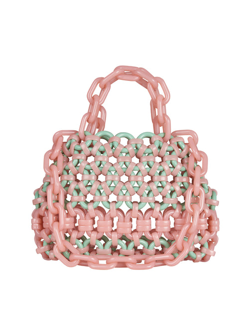 Order a Jasna Handbag Nude Turquoise with a chain handle.