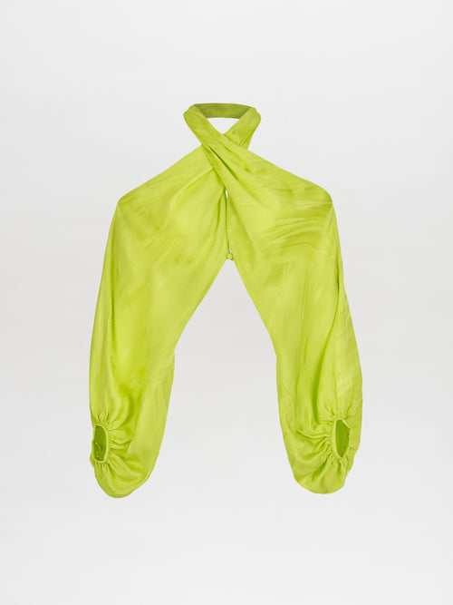 A Juno Blouse Verde Lime on a white background.