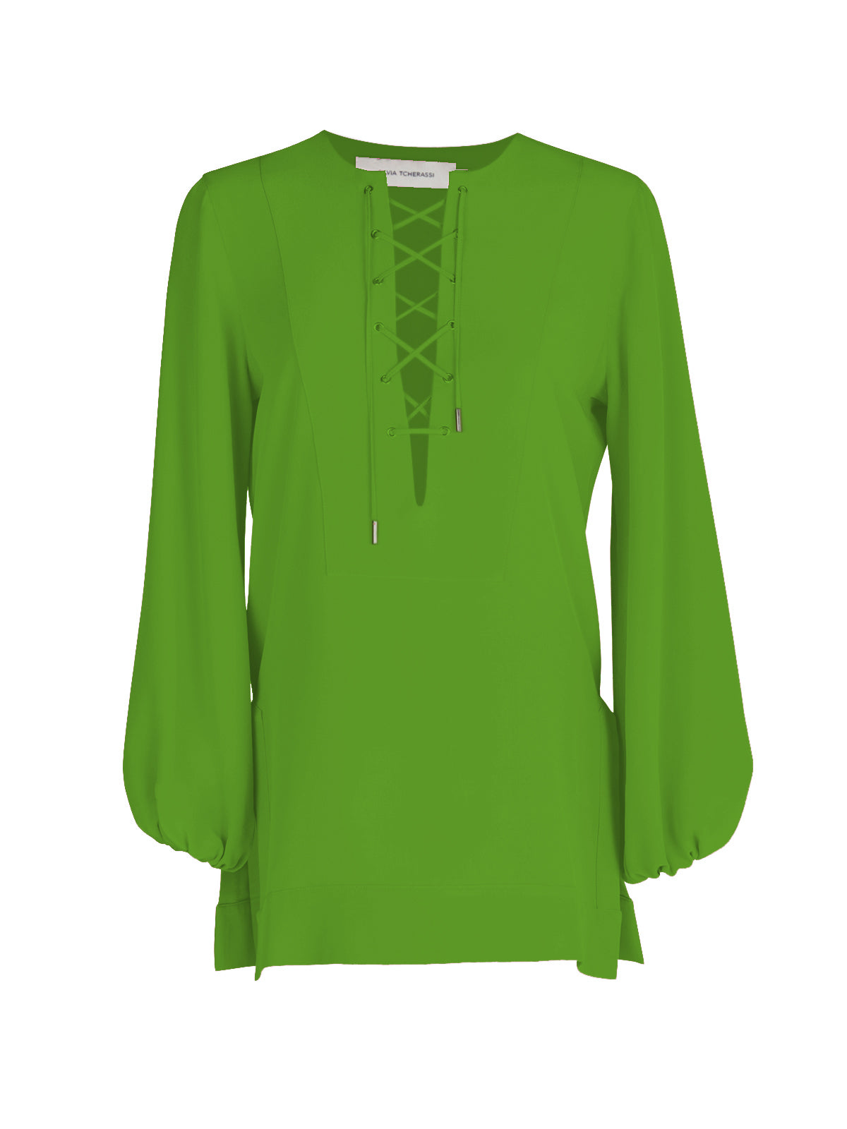 A Merve Blouse Lime with lace detailing.