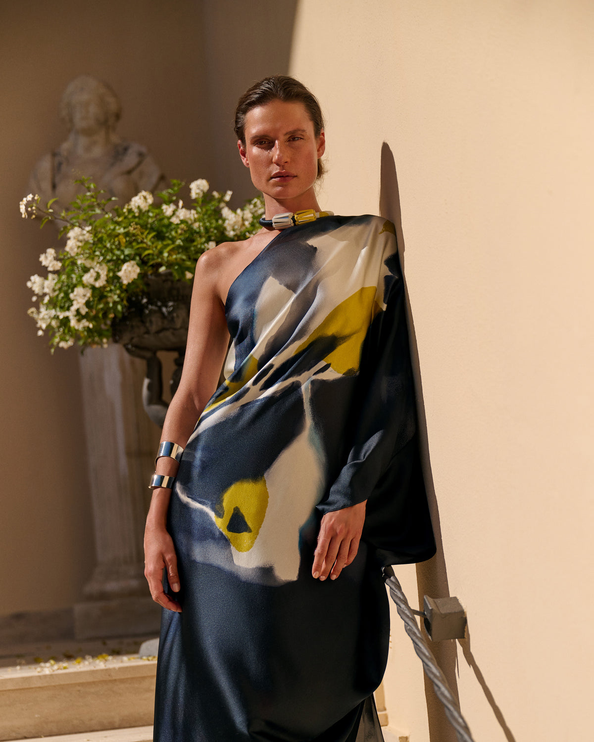 silvia tcherassi dresses Mab Dress gathered silhouette brings Greek goddess energy to your next summer get Silvia Tcherassi Sabina Cape Halter