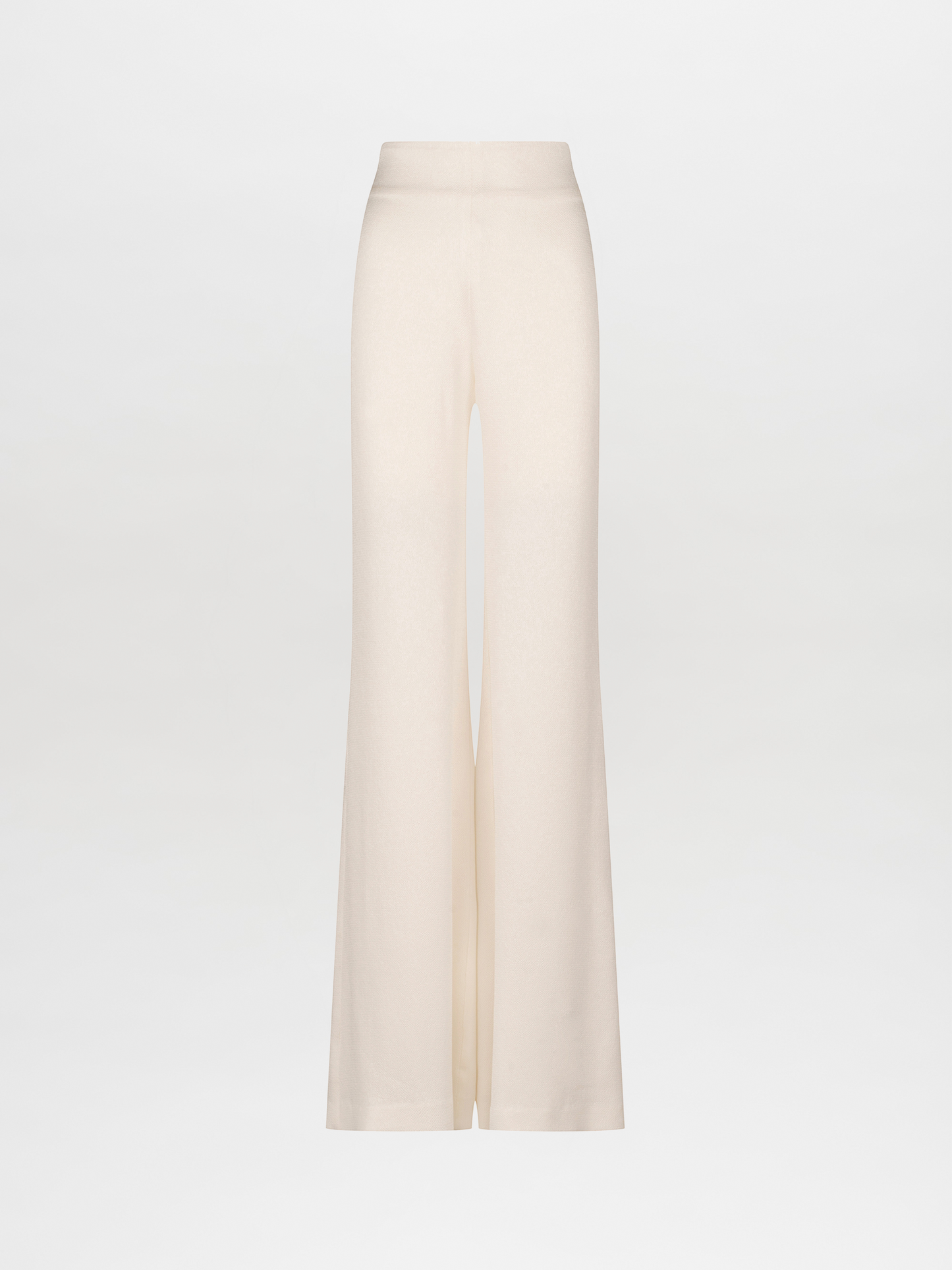 Palermo Pant White-colored high-waisted palazzo pants with a hammered texture fabric on a plain background.