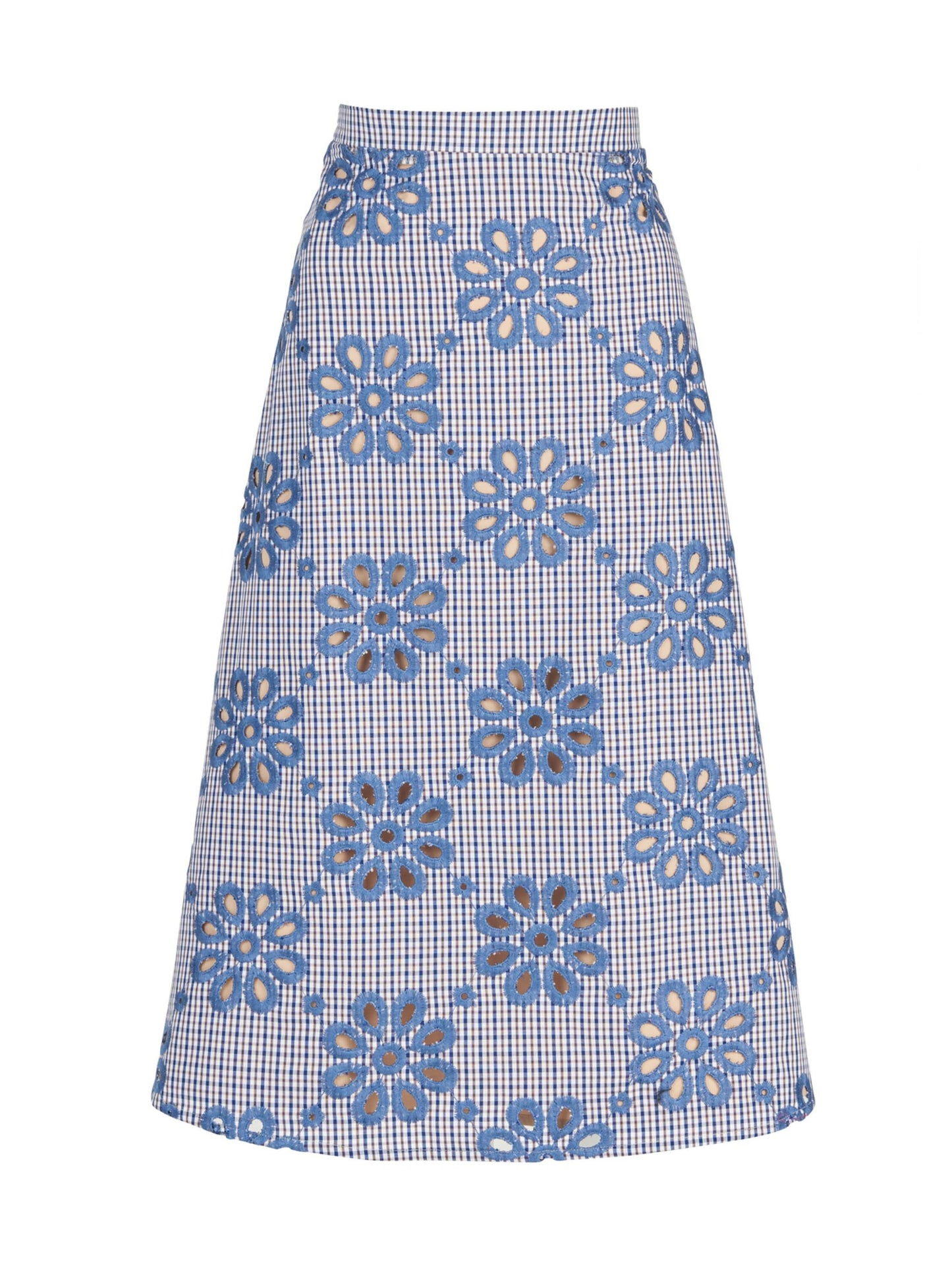 A blue and white floral Bianca Skirt Navy Floral.