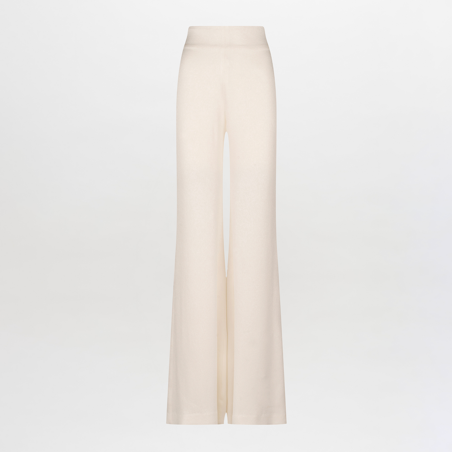 Palermo Pant White-colored high-waisted palazzo pants with a hammered texture fabric on a plain background.