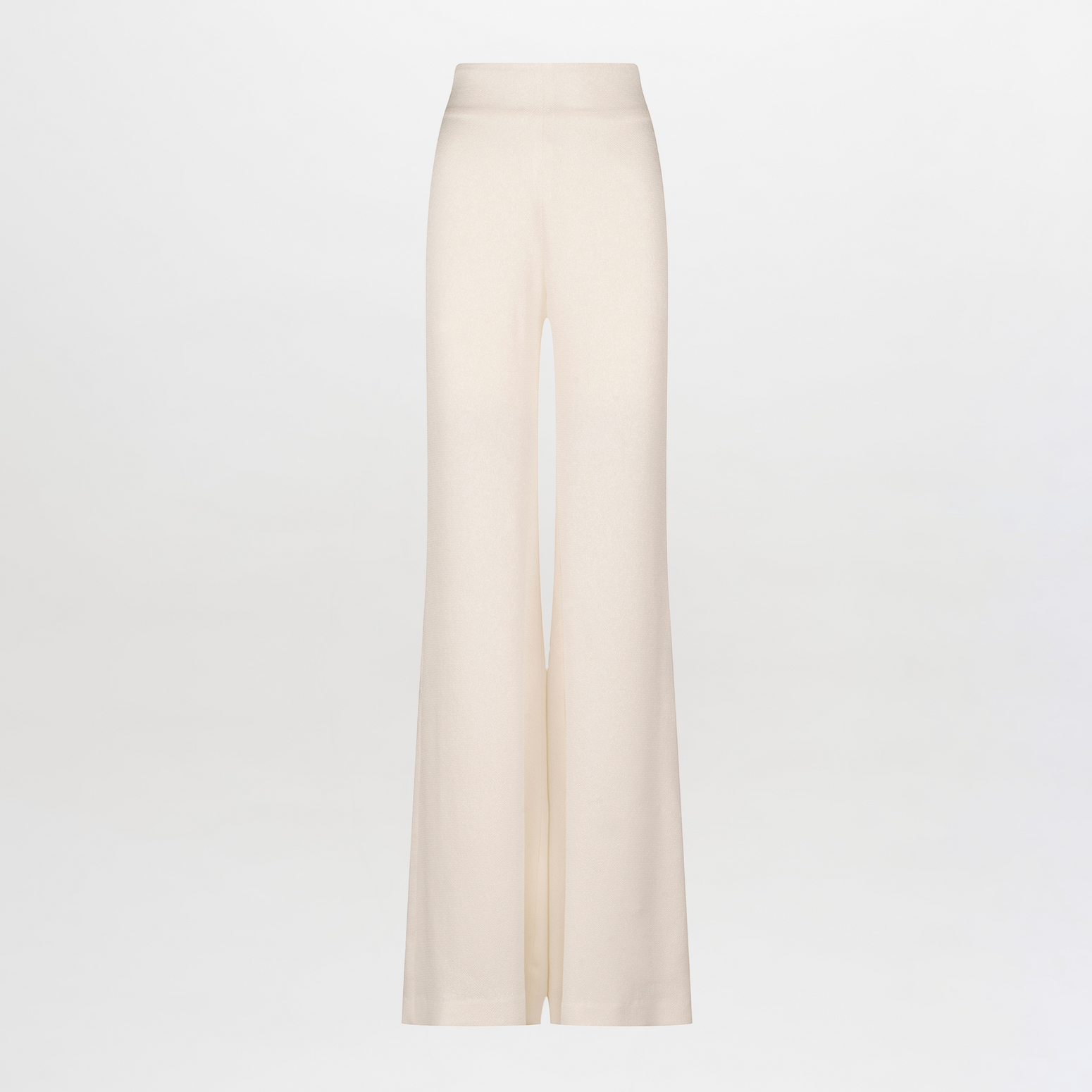 Palermo Pant White-colored high-waisted palazzo pants with a hammered texture fabric on a plain background.