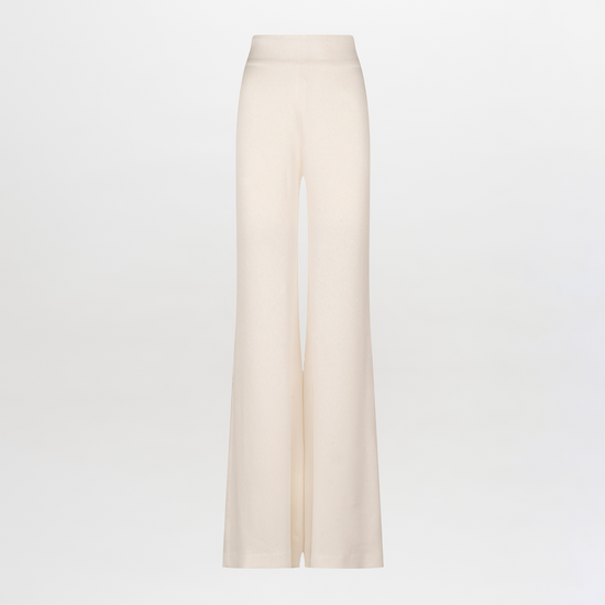 Palermo Pant White-colored high-waisted palazzo pants with a hammered texture fabric on a plain background.