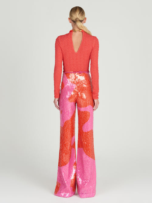Jari Top Rouge for women with a ruffled neckline, part of the Resort 2024 collection.