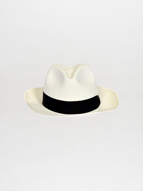 Roosevelt Hat Black with a black band, isolated on a white background.