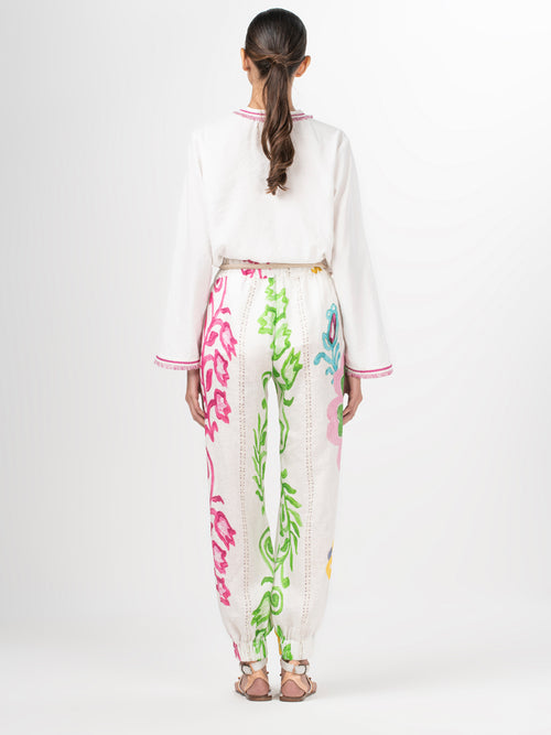 High waist Bela Pant Multicolor Floral Print.