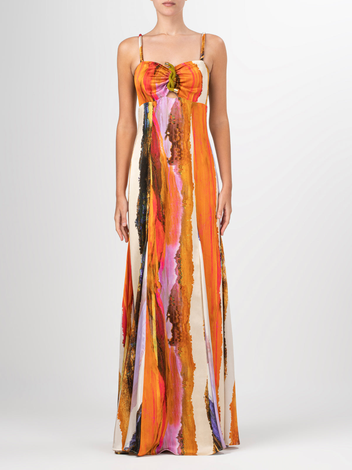 Artis Dress Orange Orchid Abstract