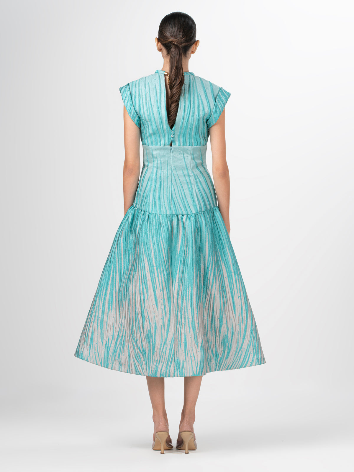 Conza Dress Aqua Abstract Ripple