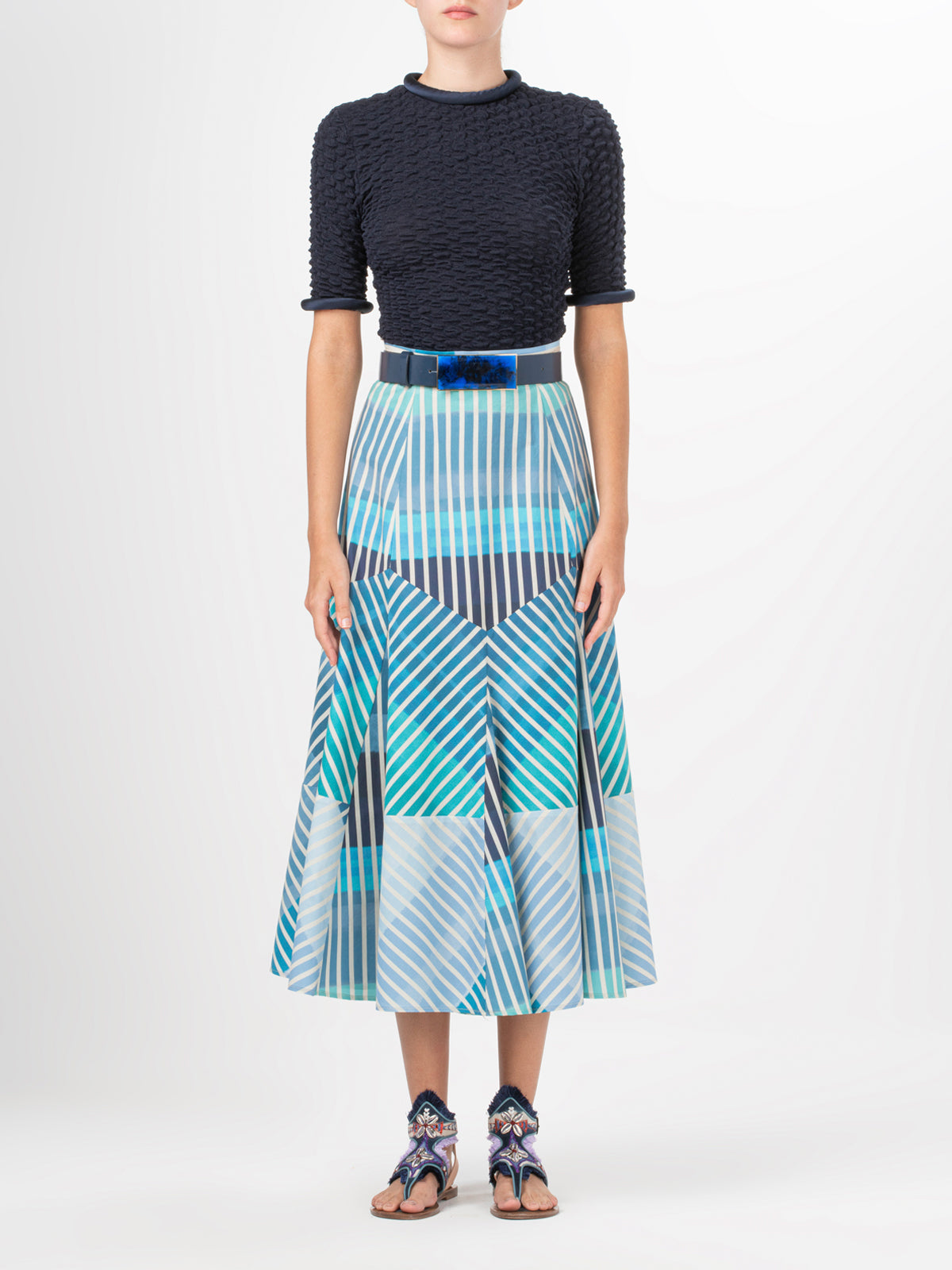 Madaini Skirt Infinite Blue Stripes